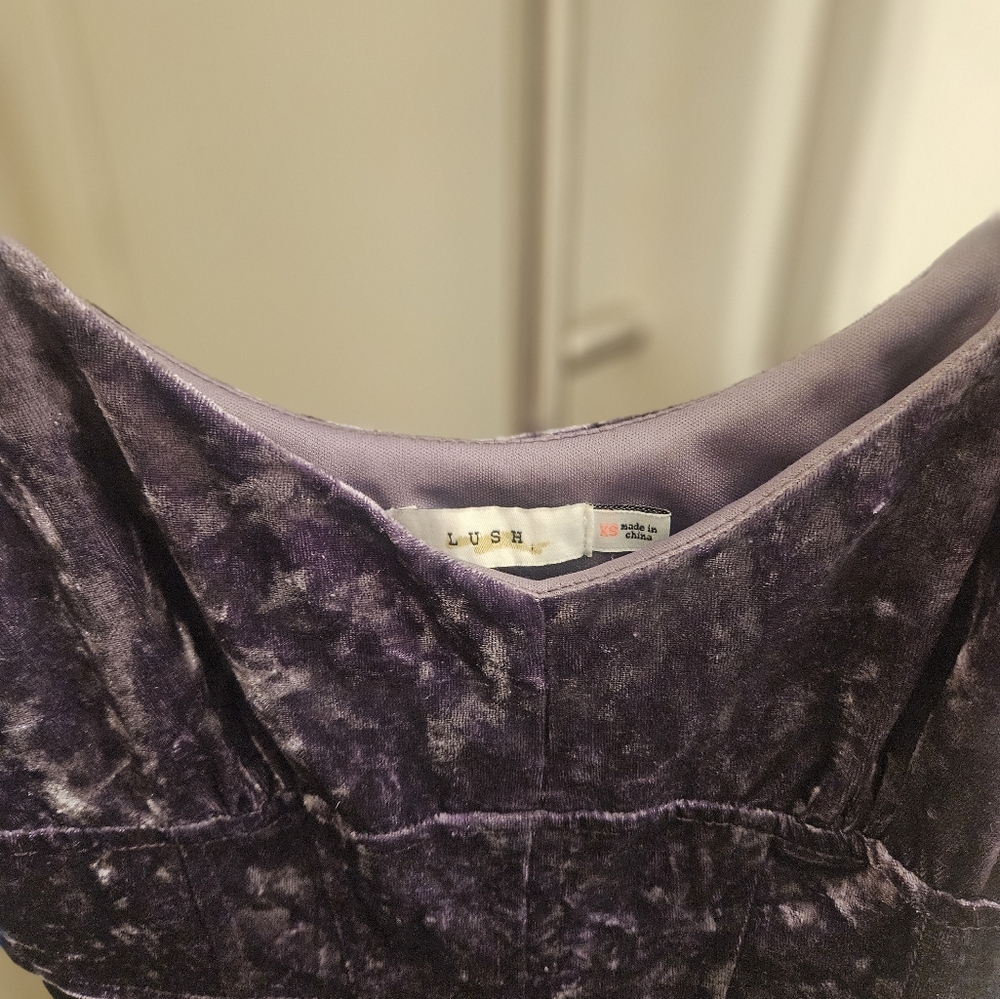 Lush Crushed Velvet Lavender Mini Dress - Picture 4 of 5